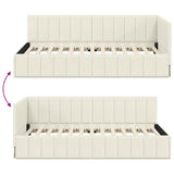 Corner Bed Frame with Headboard Cream 100 x 200 cm Velvet 42016324