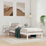 Bed Frame with Headboard White 75 x 190 cm Solid Pine Wood 873473