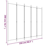 5-Panel Room Divider Brown 250x200 cm Fabric 350187