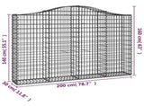 Arched Gabion Basket 200x30x140/160 cm Galvanised Iron 153387