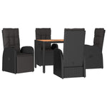 ZNTS 5 Piece Garden Dining Set Black Poly Rattan&Solid Wood Acacia 3157635