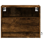 ZNTS Wall-mounted Bedside Cabinet with LED Lights Smoked Oak 852069