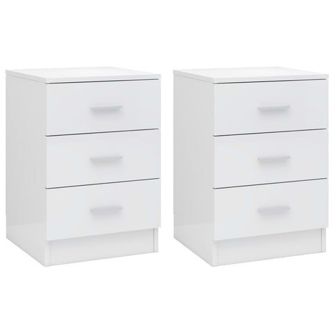 ZNTS Bedside Cabinets 2 pcs High Gloss White 38x35x56 cm Engineered Wood 800463