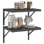 ZNTS Wall Shelves 2 pcs 50x40x3 cm Black Stainless Steel 30293