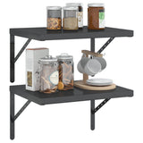 ZNTS Wall Shelves 2 pcs 50x40x3 cm Black Stainless Steel 30293