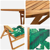 Garden Dining Set Folding 5 pcs Leaf Pattern Solid Acacia Wood 3375750