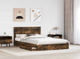 Storage Bed with Drawer Smoked Oak 135 x 190 cm Engineered Wood 3409921