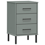 ZNTS Bedside Cabinet with Metal Legs Grey Solid Wood Pine OSLO 350977