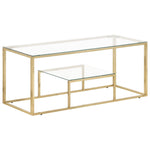ZNTS Coffee Table Gold Stainless Steel and Tempered Glass 350018