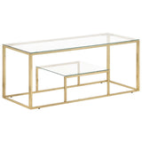 ZNTS Coffee Table Gold Stainless Steel and Tempered Glass 350018