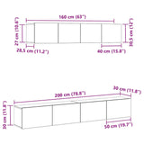TV Cabinet Set 4 pcs Black oak 100 x 30 x 30 cm Engineered wood 3333057