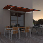 ZNTS Manual Retractable Awning with LED 500x300 cm Orange and Brown 3068945