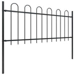 Garden Fence with Hoop Top Steel 359x80 cm Black 277648