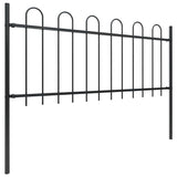 Garden Fence with Hoop Top Steel 359x80 cm Black 277648