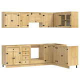 Cabinet with Drawer SKI 10 pcs Honey Brown Solid Pine Wood 3392648