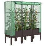 ZNTS Raised Bed with Greenhouse Cover Rattan Look 120x40x140 cm 4015806