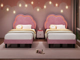 3ft Single Upholstered Bed with LED Adjustable Cute Cloud Headboard, Soft Velvet Bed Frame with N652P241968P