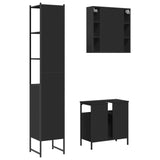 3 Piece Bathroom Cabinet Set Black Engineered Wood 3214735