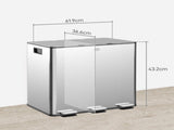 3 x 15L Pedal Bin, Steel Triple Kitchen Bin with Soft Close Lid, Removable Inner Buckets, T3398P344138