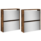 Shoe Cabinet with Mirror 4-Layer Smoked Oak 63x17x134 cm 3228277