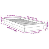 Bed Frame Without Mattress 80x200 cm Solid Oak Wood 859339