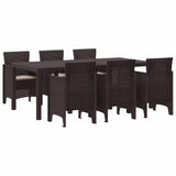 Garden Dining Set 7 pcs Brown Polypropylene 3378718