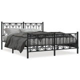 Metal Bed Frame without Mattress with Footboard Black 150x200cm 376148