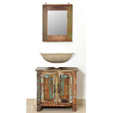 Reclaimed Solid Wood Bathroom Vanity Cabinet Set with Mirror 241134