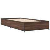 ZNTS Bed Frame Brown Oak 75x190 cm Small Single Engineered Wood and Metal 845125