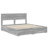 Bed Frame with Drawer Grey Sonoma 200 x 200 cm Engineered Wood 3409957