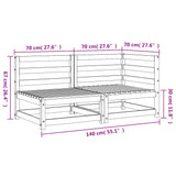 Garden Sofa 2-Seater White Solid Wood Pine 837943
