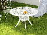 78 cm Round Garden Dining Table with Parasol Hole Antique Cast Aluminium Outdoor Table Only, White T3398P317619