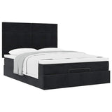Ottoman Bed with Mattresses Black 140x190cm Velvet 3313471