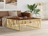 Coffee Table Gold Stainless Steel and Solid Wood Reclaimed 350070