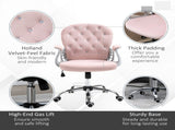 Office Chair, Swivel Desk Chair, Velvet Vanity Chair with Adjustable Height and Rolling Wheels for T3398P328192