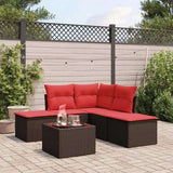 6 Piece Garden Sofa Set with Cushions Brown Poly Rattan 3217734