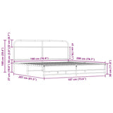 Metal Bed Frame without Mattress Sonoma Oak 180x200 cm Super King 3318689
