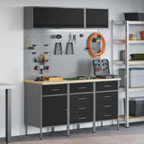 Work Cabinet Set with Drawer with Storage Manual 8 pcs Black 3321450