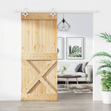 Sliding Door with Hardware Set 85x210 cm Solid Wood Pine 3203193