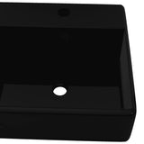 Ceramic Bathroom Sink Basin Faucet /Overflow Hole Black Square 141922