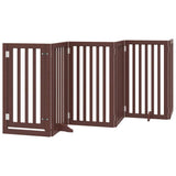 Dog Gate with Door Foldable 12 Panels Brown 600 cm Poplar Wood 3155663