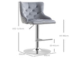Bar Stools Set of 2, Modern Swivel & Adjustable Velvet Barstools with Button Tufted Back, Footrest, T3398P343626