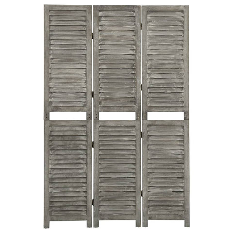 ZNTS 3-Panel Room Divider Grey 106.5x166 cm Solid Wood 338574