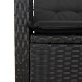 Reclining Garden Bench with Cushions Black Poly Rattan 368226