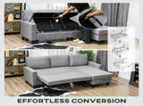 Three-Seater Storage Sofa Bed - Grey T3398P424873