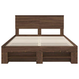 Bed Frame with Headboard Brown Oak 140 x 200 cm Engineered Wood 3408759