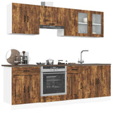 8 Piece Kitchen Cabinet Set Kalmar Smoked Oak Engineered Wood 3314826