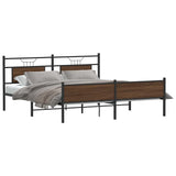 Metal Bed Frame without Mattress Brown Oak 160x200 cm 3325135