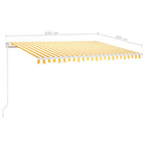 ZNTS Manual Retractable Awning with LED 450x300 cm Yellow and White 3068923