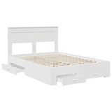Bed Frame with Drawer White 160 x 200 cm Engineered Wood 3409966